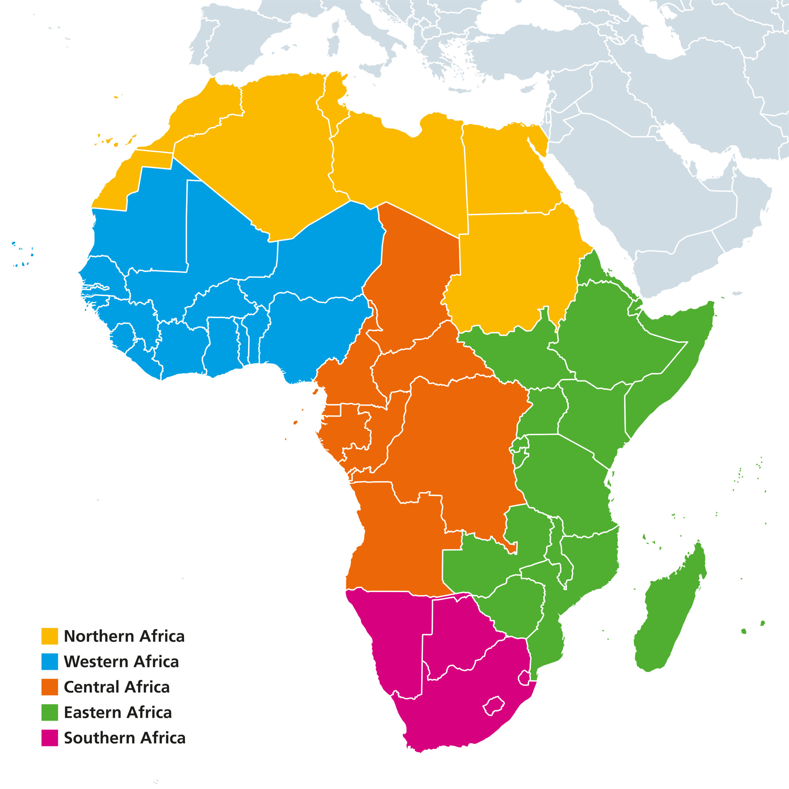 Africa,Regions,Political,Map.,United,Nations,Geoscheme,With,Single,Countries.