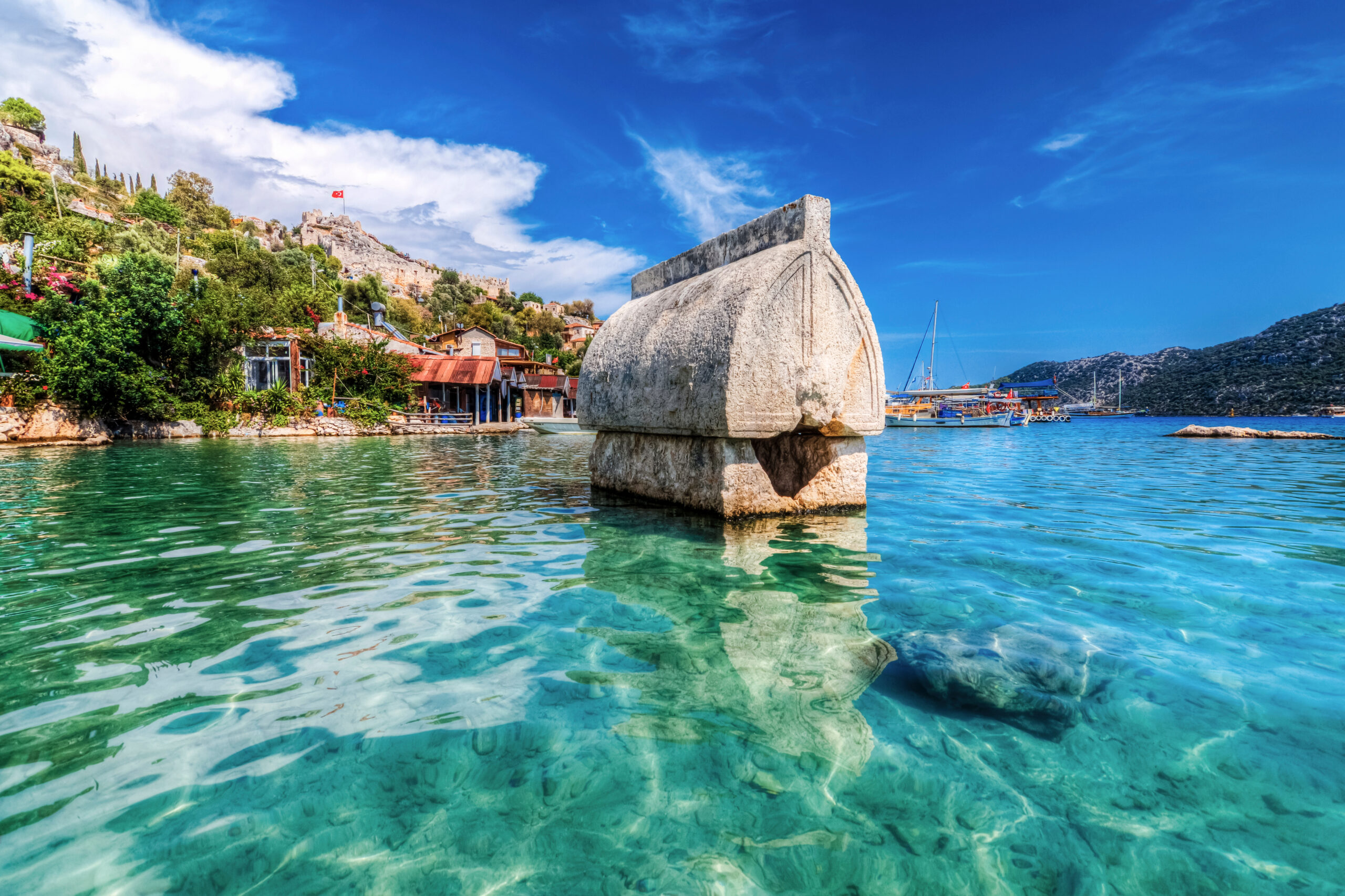 Kalekoy,View,In,Kekova,Gulf.,Kekova,Is,Populer,Tourist,Destination