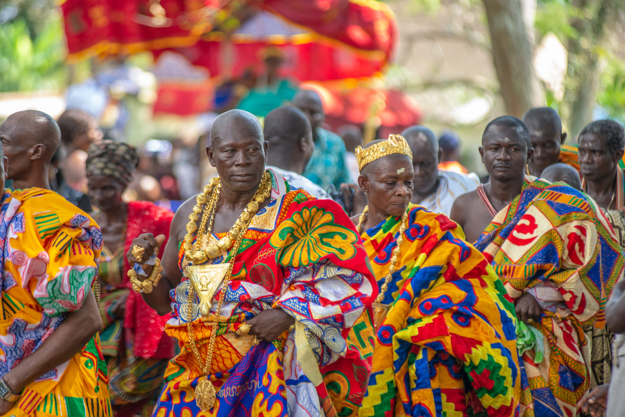 Aburi,,Ghana-,November,10,2018:,Kings,Wearing,Rich,Kente,Cloth