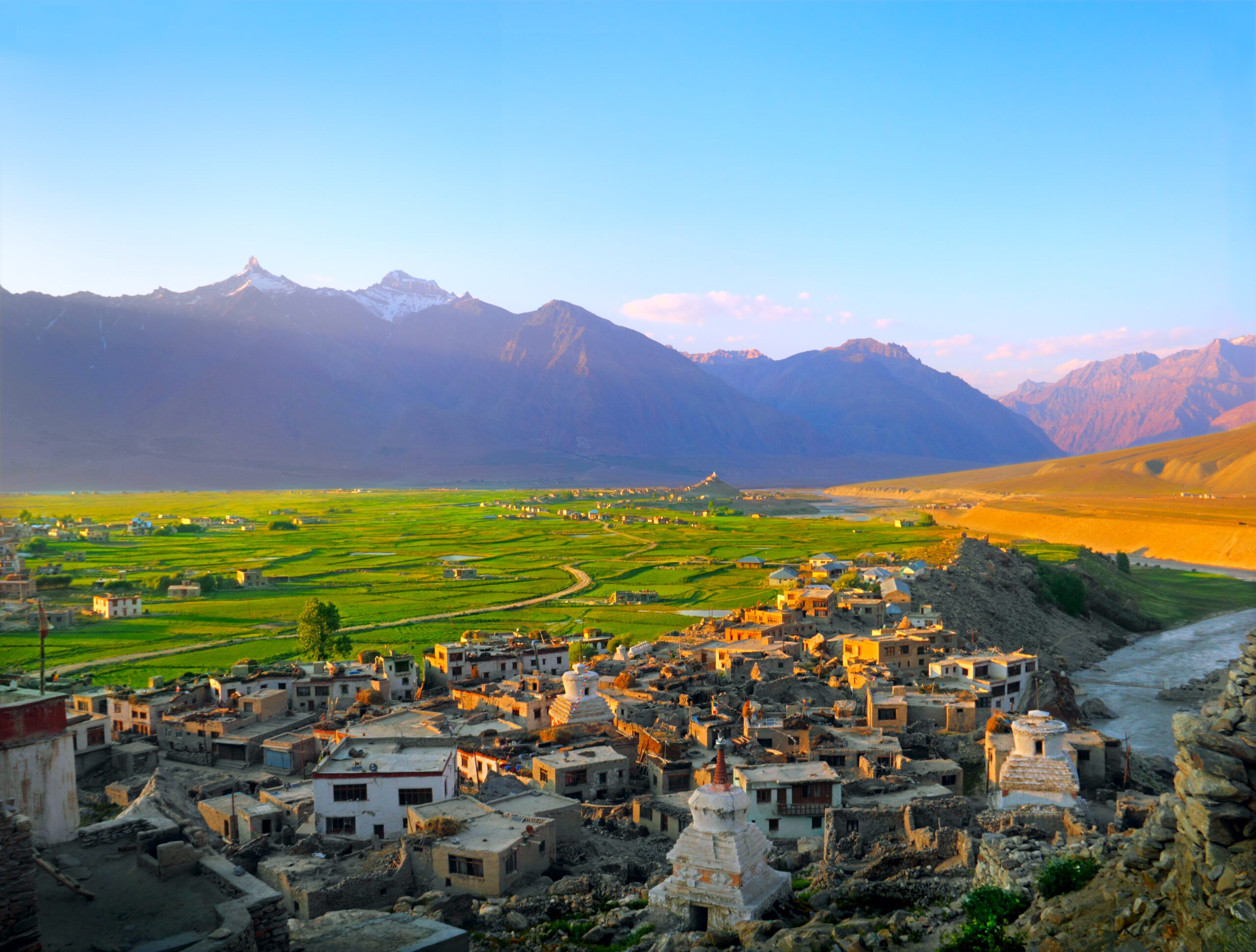 Beautiful,Scenic,View,Of,Padum,City,With,Traditional,Tibet,Houses