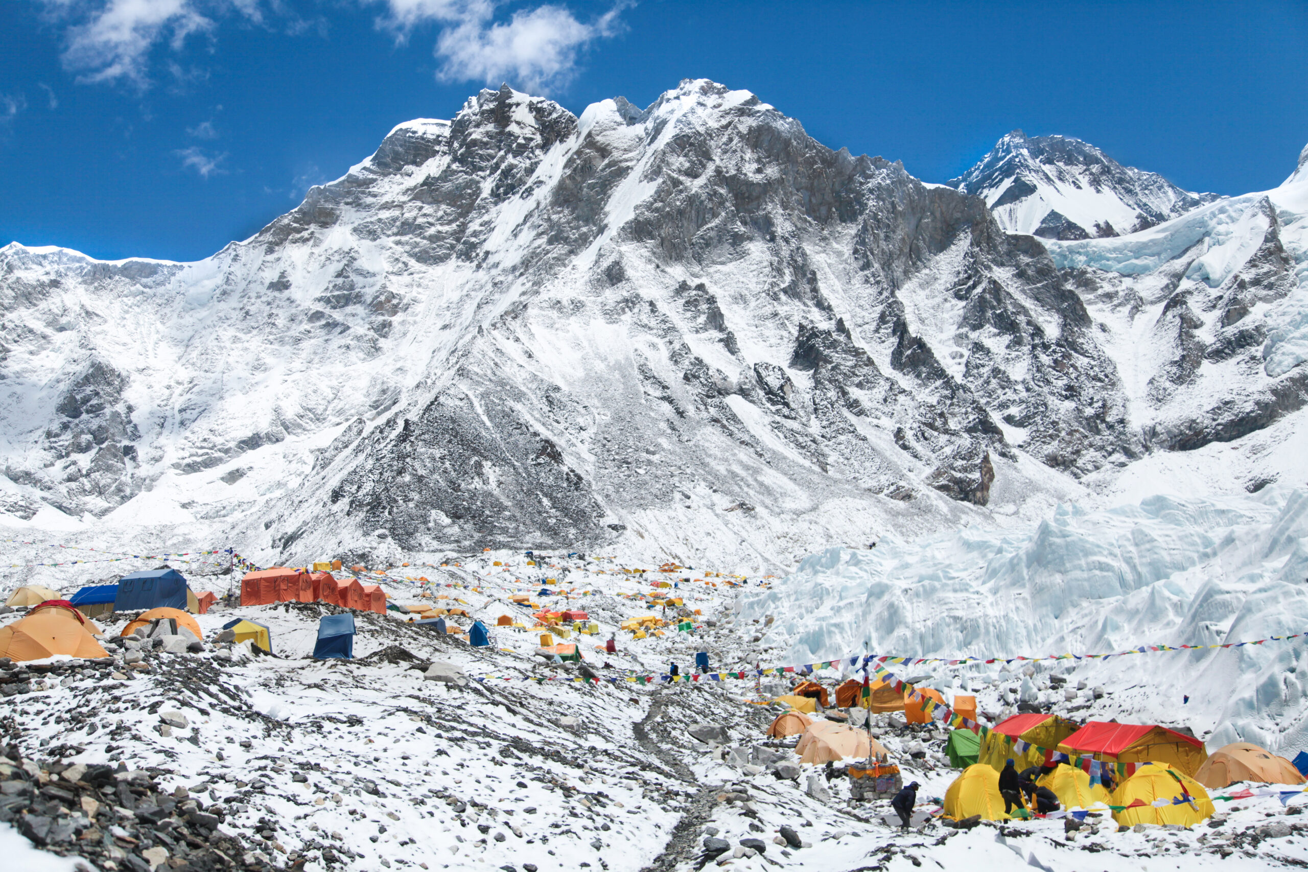 Bright,Yellow,Tents,In,Mount,Everest,Base,Camp,,Khumbu,Glacier