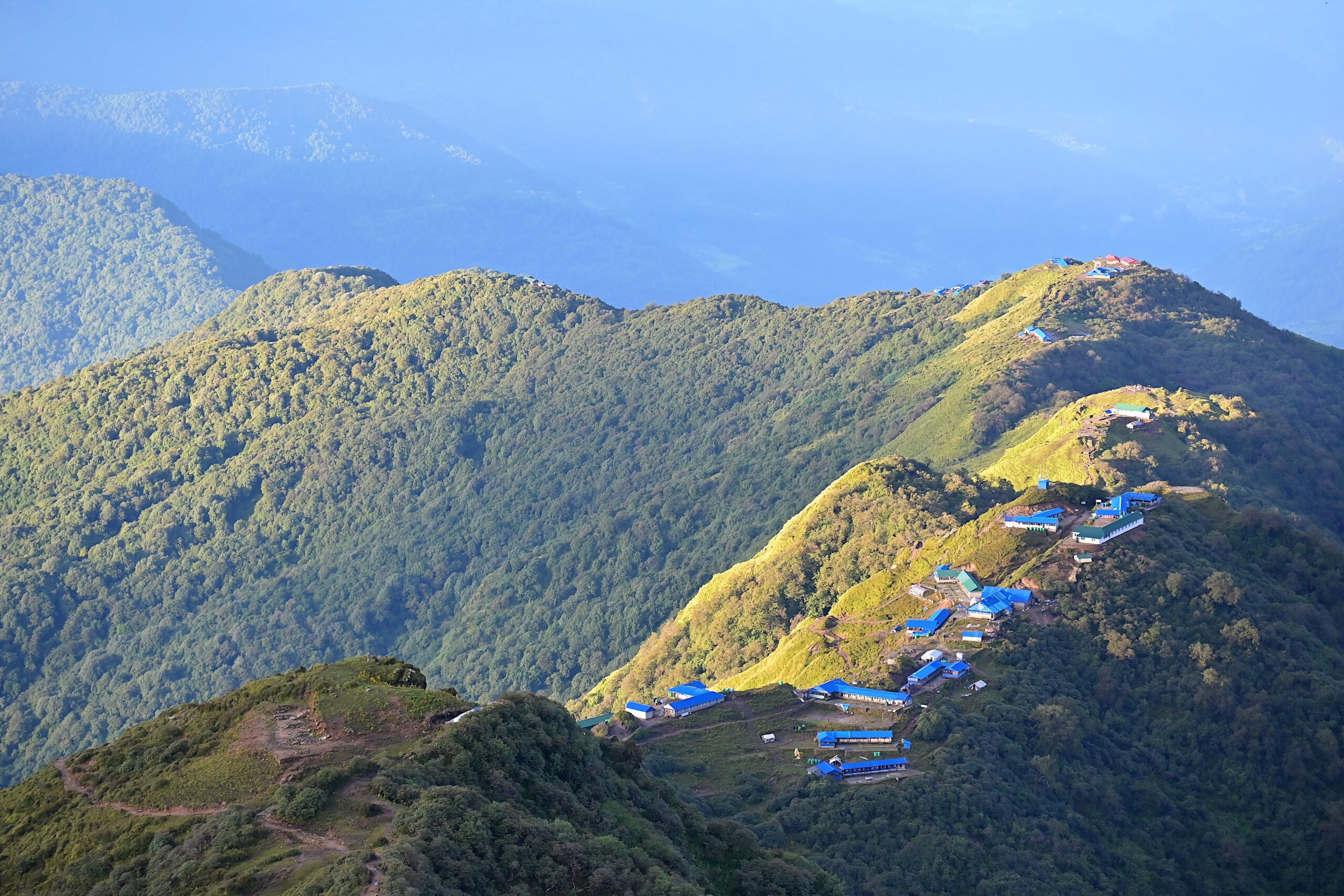 Aerial,View,Of,Lodges,And,Teahouses,Located,On,A,3,550m