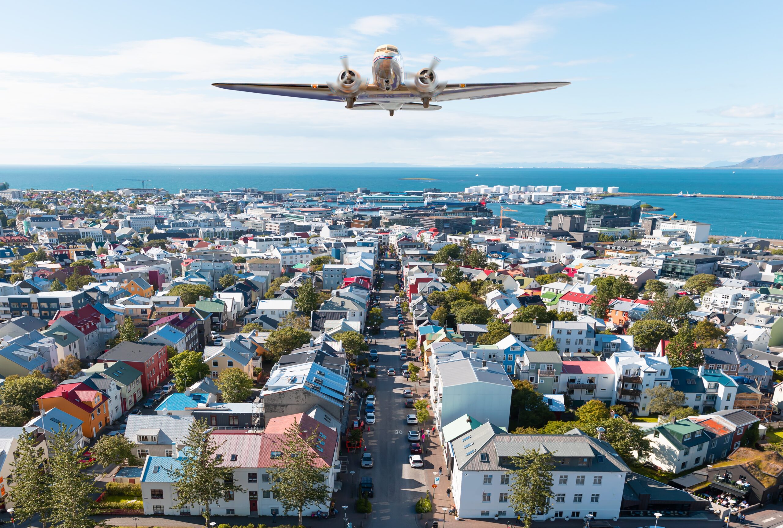 Aerial,View,Of,Colorful,Buildings,In,Reykjavik,Iceland,-,Vintage