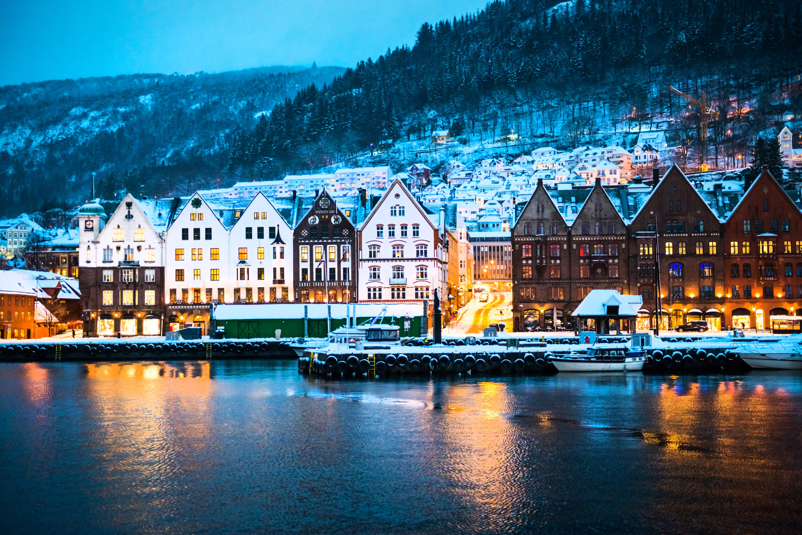 Night,View,On,Bruges.,Bergen.,Norway